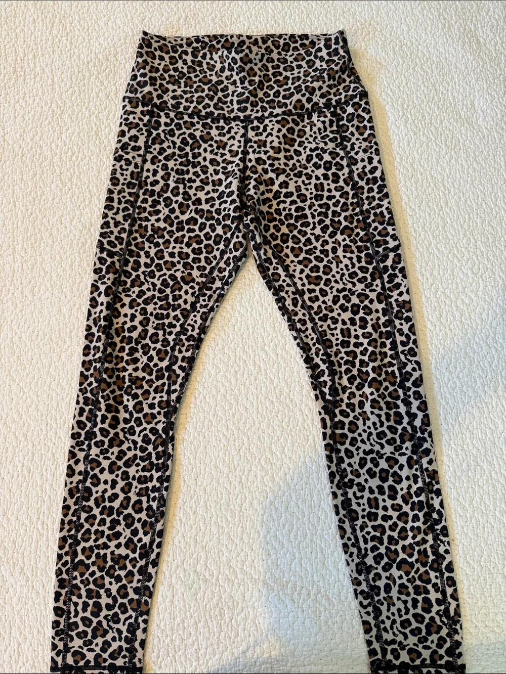 Women’s Leopard Print Athletic Leggings - Taupe and Black